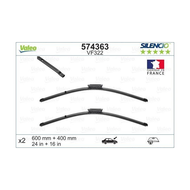 Silecek Seti X-TREM Flat Blade 600-400 MM Renault Clio III İçin - VALEO 574363