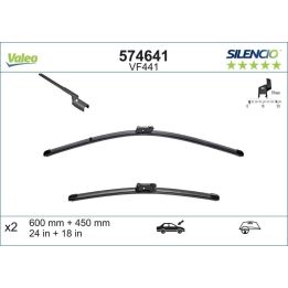 Silecek Süpürgesi Silencio X-TRM Flat Blade Fiat Bravo İçin (2007-) (600+450mm) - VALEO 574641