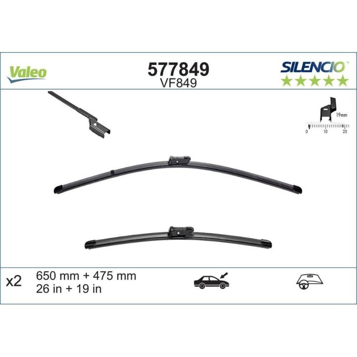 Silecek Süpürgesi Silencio X-TRM Flat Blade Trafic3, Vivaro, BMW 2 Serisi İçin (2014-) (650+475 MM) - VALEO 577849