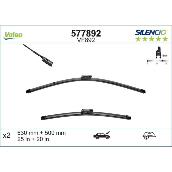 Silecek Süpürgesi Silencio X-TRM Flat Blade Volvo XC90 İçin (2015-) (630+500 MM) - VALEO 577892