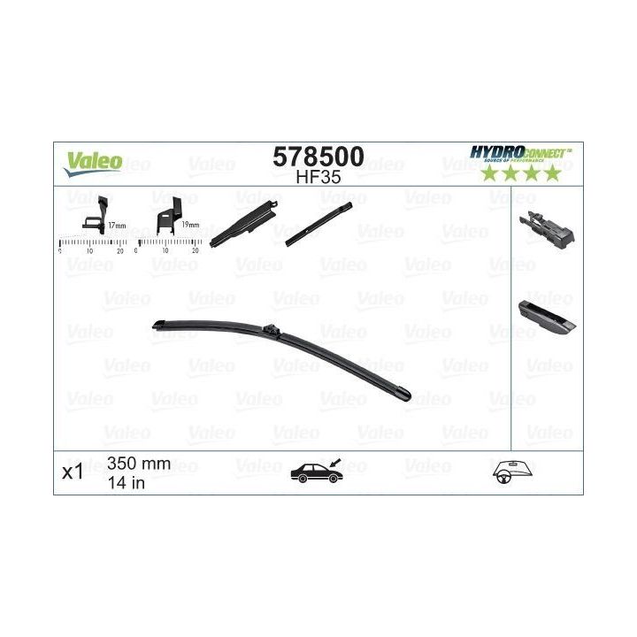 Ön Muz Tipi Silecek Süpürgesi 350 MM Hydroconnect Çoklu Bağlantı - VALEO 578500