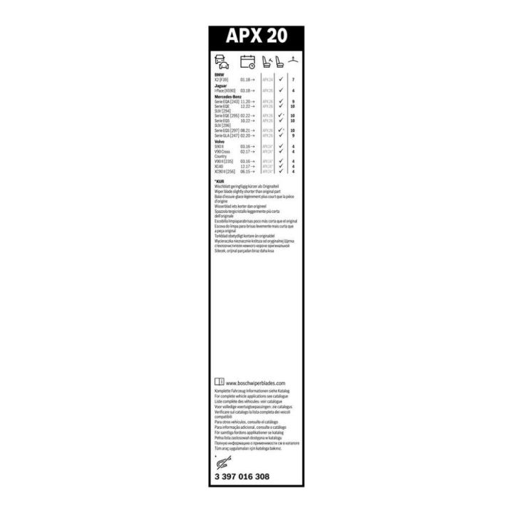 Volvo S90 V90 XC40 XC90 Tekli Silecek Aerotwin Plus 500 mm (2008-) - BOSCH 3397016308