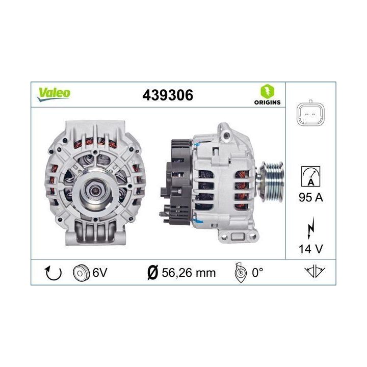 Alternatör 14V 95A Dacia Logan Sandero Renault Clio Megane (2003-) - VALEO 439306