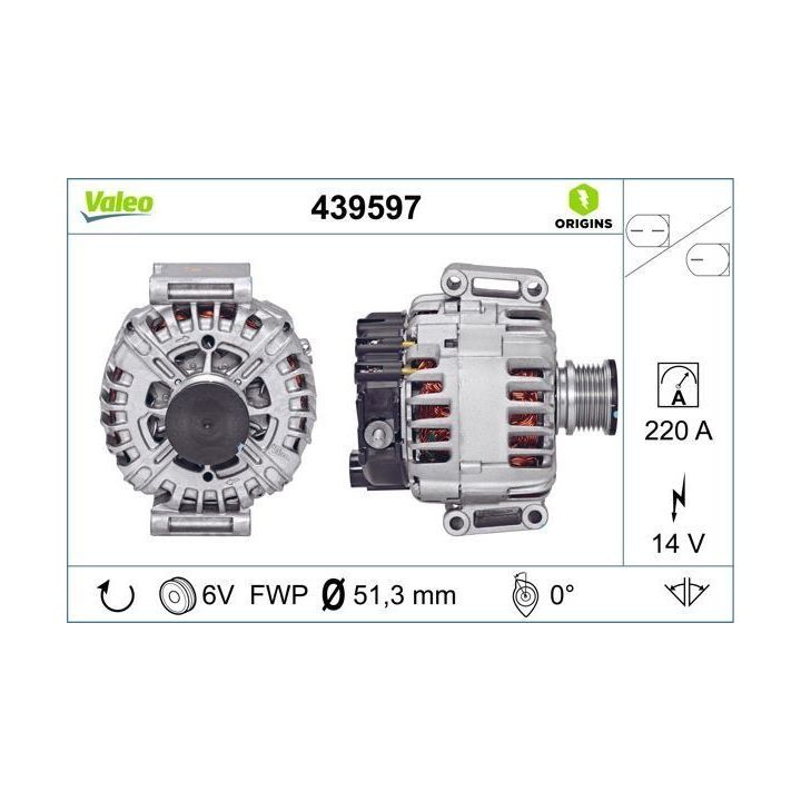 Alternatör 12V 220A Mercedes Sprinter CDI (2006-) - VALEO 439597