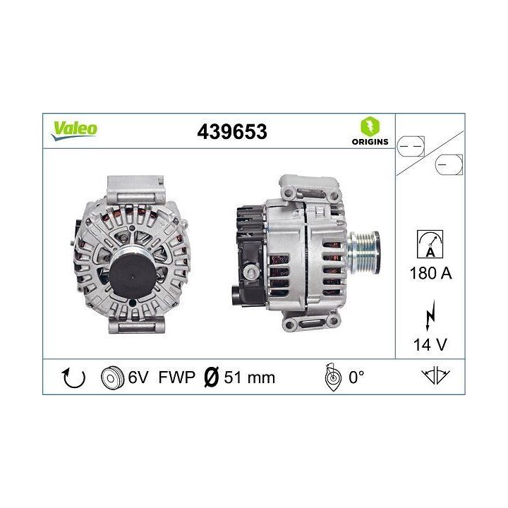 Alternatör 12V 180A Mercedes W204 W212 Vito Viano (2007-) - VALEO 439653
