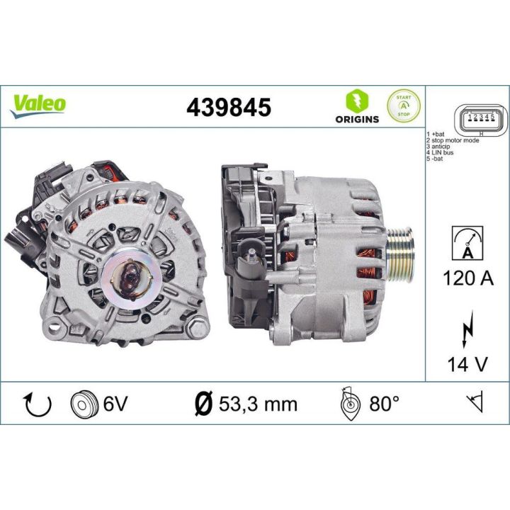 Alternatör 180A Start Stop PSA Peugeot 208 308 508 Citroen C3 C4 C5 DS3 DS4 DS5 1.6 HDI (2010-) - VALEO 439845