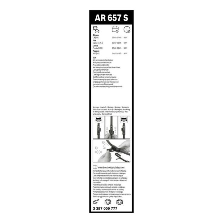 Aerotwin Silecek Seti 650/650mm Peugeot 807 Citroen C8 Lancia Phedra - Bosch 3397009777