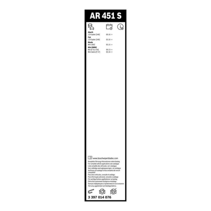 Aerotwin Silecek Seti Cooper One Modelleri İçin 450/475MM - AR451S BOSCH 3397014076