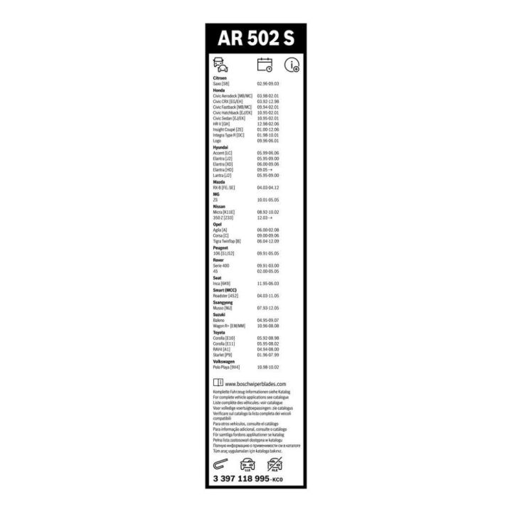 Aerotwin Evrensel Silecek Seti 500/450MM - BOSCH 3397118995