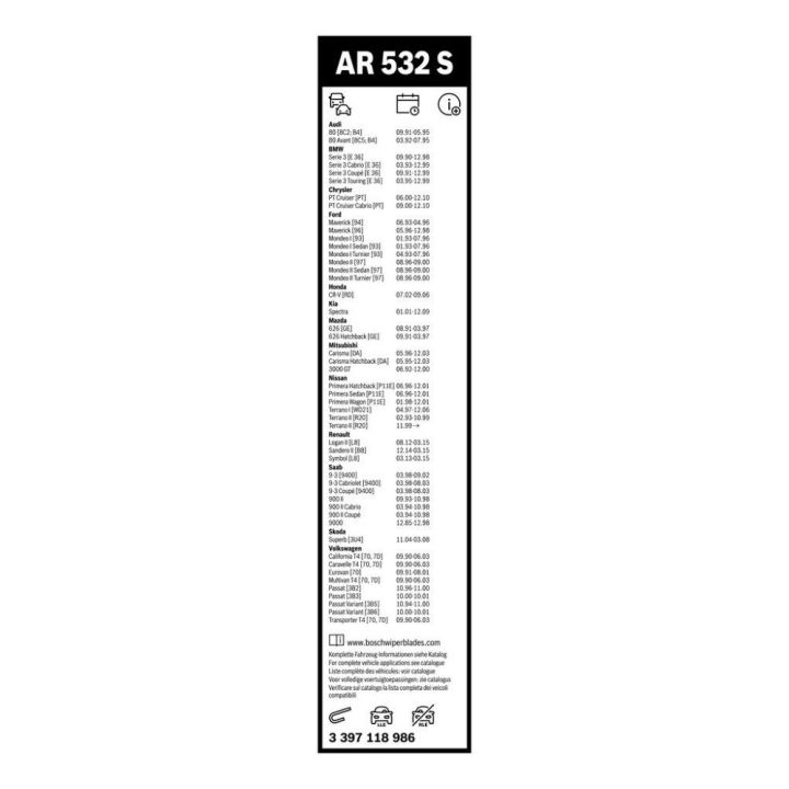 Aerotwin Evrensel Silecek Seti 530/500MM - BOSCH 3397118986