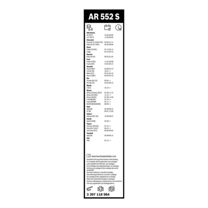 Ön Silecek Süpürgesi Takımı Aerotwin Retro 550/400 MM Fiesta Fusion I10 Accent Dokker Lodgy Aveo Kalos İçin - BOSCH 3397118984