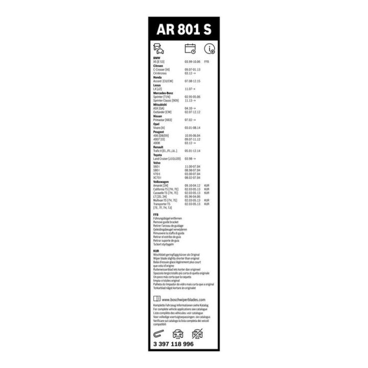Silecek Süpürgesi Ön AeroTwin Retro 600-530MM Seti Transporter T5 Sprinter Trafic Vivaro Outlander - BOSCH 3397118996