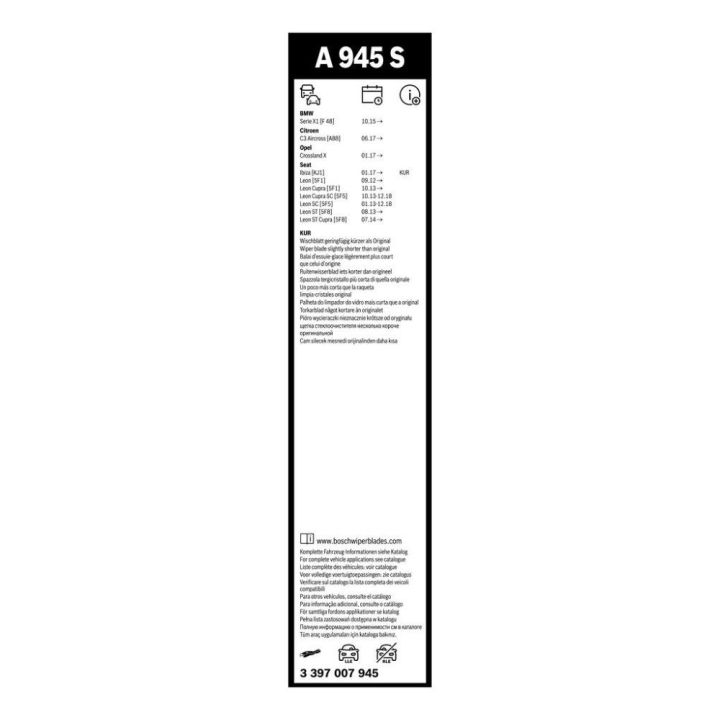 Aerotwin Ön Silecek Süpürgesi Takımı Leon 5F1 5F5 İçin (2012-) 650-400mm - BOSCH 3397007945