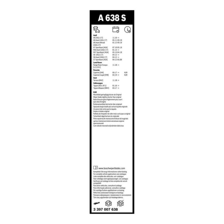 Ön Aerotwin Silecek Süpürgesi Takımı 650-530MM Audi A6 A7 İçin (2010-) - BOSCH 3397007638