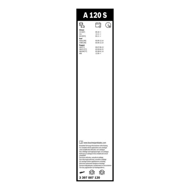 Bosch Aerotwin Muz Tipi Silecek Seti 750/650mm C4 DS4 S-Max Galaxy P308 İçin (2006-) - BOSCH 3397007120