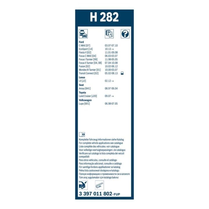 Arka Cam Sileceği Plastik 280mm Ford Fiesta Focus Turnier İçin (1998-2008) - BOSCH 3397011802