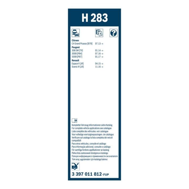 Arka Cam Sileceği Plastik (280 MM) Peugeot 308 SW II Citroen C4 II İçin (2013-) - Bosch 3397011812