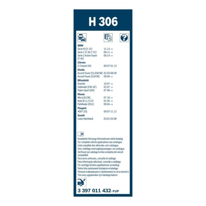 Arka Silecek Süpürgesi (300 MM) Honda CR-V Toyota Auris BMW X5 Nissan Qashqai Mitsubishi ASX İçin - Bosch 3397011432