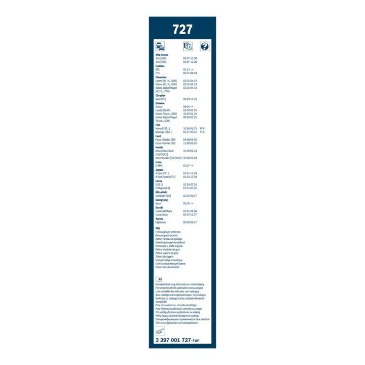 Twin Silecek Seti 550/475 Mm Ford Focus ve Toyota Corolla İçin (1998-2005) - Bosch 3397001727