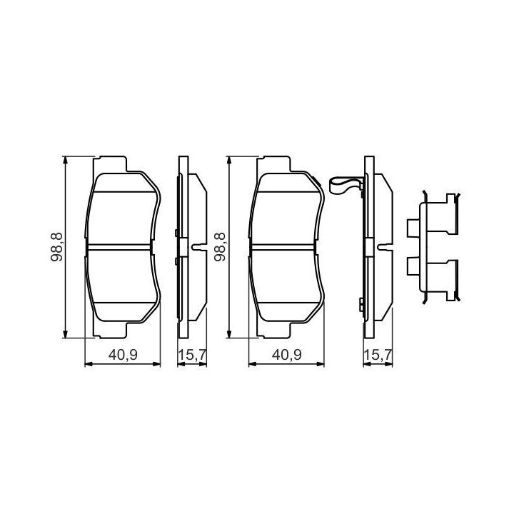 Arka Fren Balatası Hyundai Getz Tucson Matrix Santa Fe Elantra (2001-2013) - Bosch 0986494635