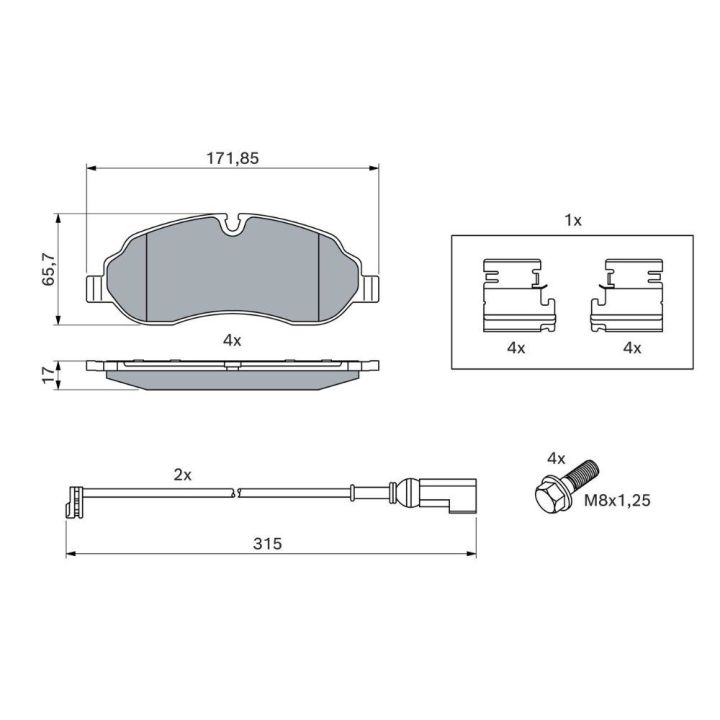 Ön Fişli Fren Balatası Ford Transit V363 Arkadan Çeker İçin (2012-) - BOSCH 0986494845