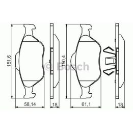 Ön Fren Balatası Ford Fiesta Fusion Ka Mazda 121 ABS (1995-2012) - BOSCH 0986495220