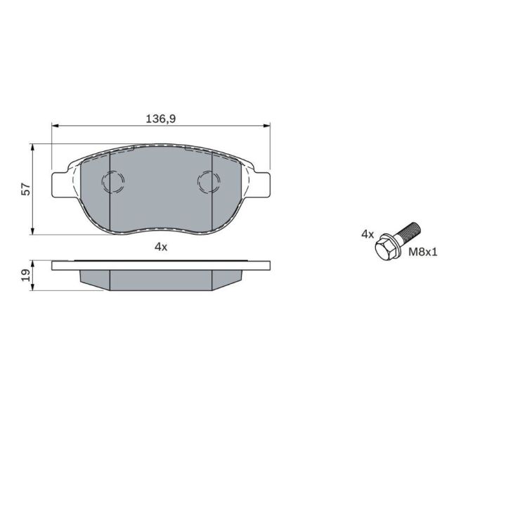 Ön Fren Balatası Peugeot 1007 206 207 İçin (2003-2011) - Bosch 0986494038