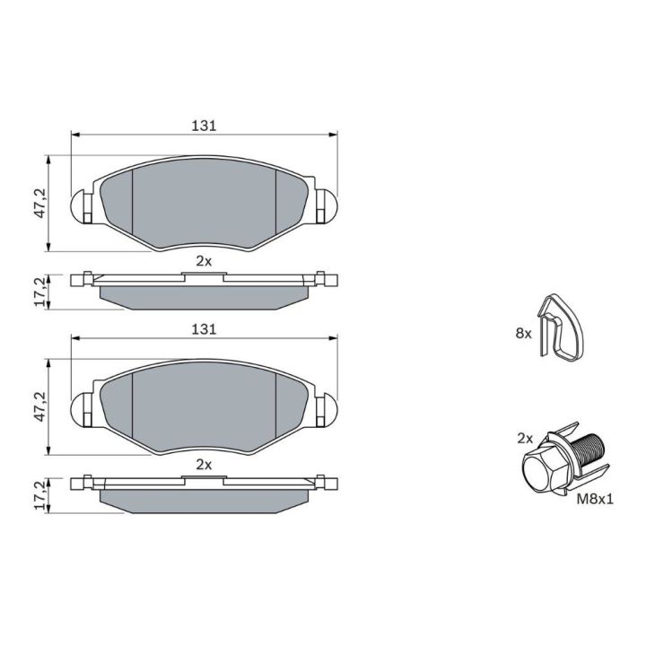 Ön Fren Balatası Peugeot 206 İçin (1998-2009) - Bosch 0986494039