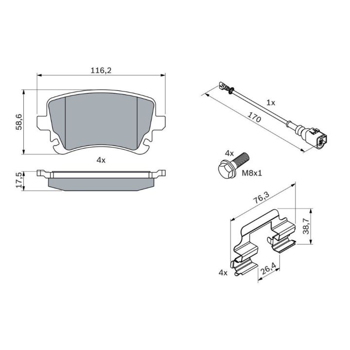 Arka Fren Balatası VW T5-T6 İçin (2004-) - BOSCH 0986494583