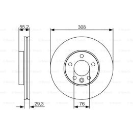 Havalı Ön Fren Diski 308mm Transporter T5 T6 Touareg (2003-) - Bosch 0986479R84