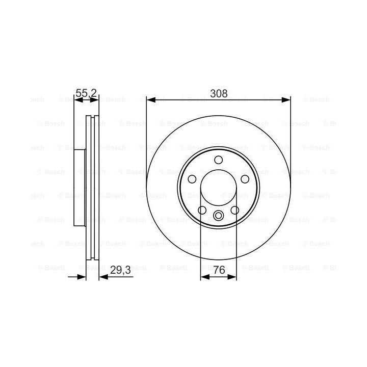 Havalı Ön Fren Diski 308mm Transporter T5 T6 Touareg (2003-) - Bosch 0986479R84