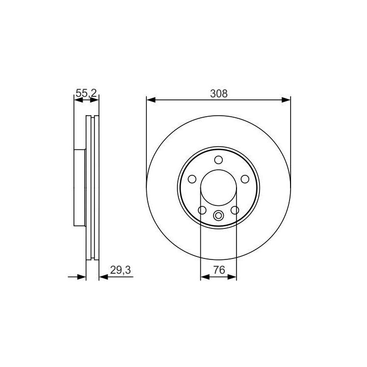 Havalı Ön Fren Diski 308mm Transporter T5 T6 Touareg (2003-) - Bosch 0986479R84