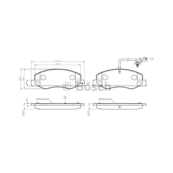 Arka Disk Fren Balatası WVA 25172 (163,7x62,8x18,2mm) - Bosch 0986TB3132