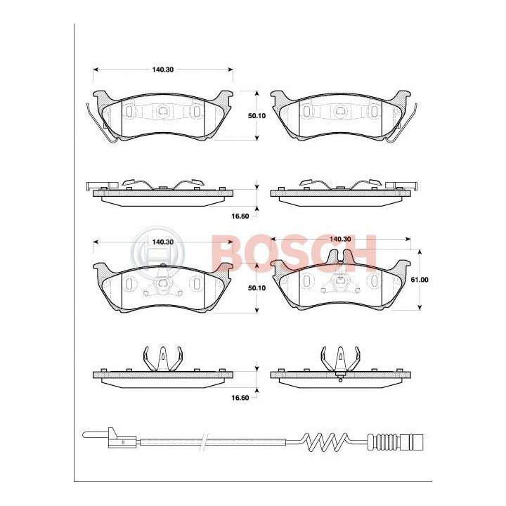 Arka Disk Fren Balatası İkaz Kablolu WVA 23192 (140,3x61x16,6mm) - Bosch 0986TB2783