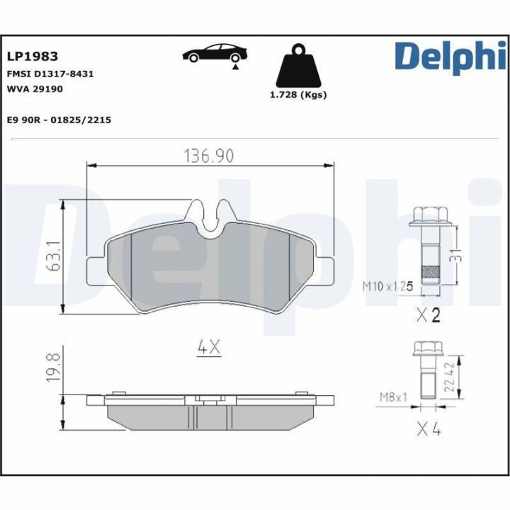 Arka Fren Balatası Mercedes Sprinter VW Crafter - Delphi LP1983