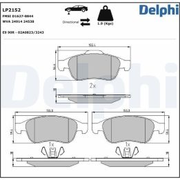 Ön Fren Balatası 155mm Renault Fluence Megane III Captur Ve Dacia Duster (2010-) - Delphi LP2152