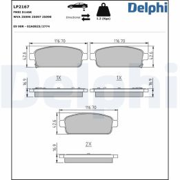 Arka Fren Balatası Opel Astra J Mokka Zafira Chevrolet Cruze Trax (1998-) - Delphi LP2167