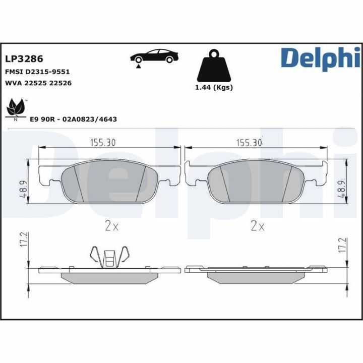 Ön Fren Balatası 155mm Clio IV Duster Logan II Sandero II (2012-) - Delphi LP3286