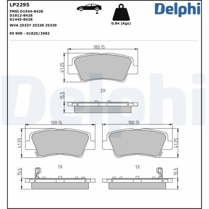 Arka Fren Balatası 100mm Accent IV I20 I30 (2014-) - Delphi LP2295
