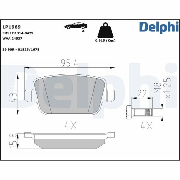 Arka Fren Balatası (95mm) Land Rover Freelander 3.2 (2010-) - Delphi LP1969