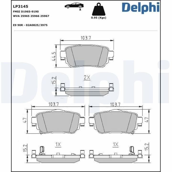 Arka Fren Balatası Nissan Qashqai X-Trail Renault Kadjar Koleos (2015-) - DELPHİ LP3145