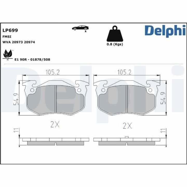Arka Fren Balatası Peugeot 106 206 306 Gti - Delphi Lp699