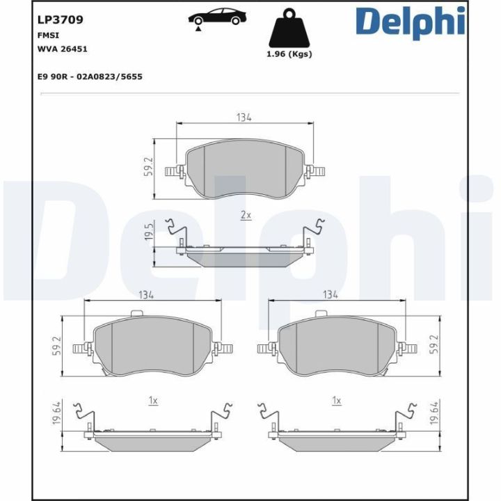Ön Fren Balatası Fiat Egea 1.0 1.3 1.4 1.6 Multijet 500E Çift Tırnaklı (2021-) - DELPHİ LP3709