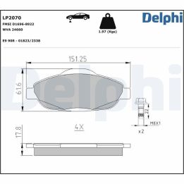 Ön Fren Balatası Peugeot 308 1.6 e-HDi İçin - Delphi LP2070