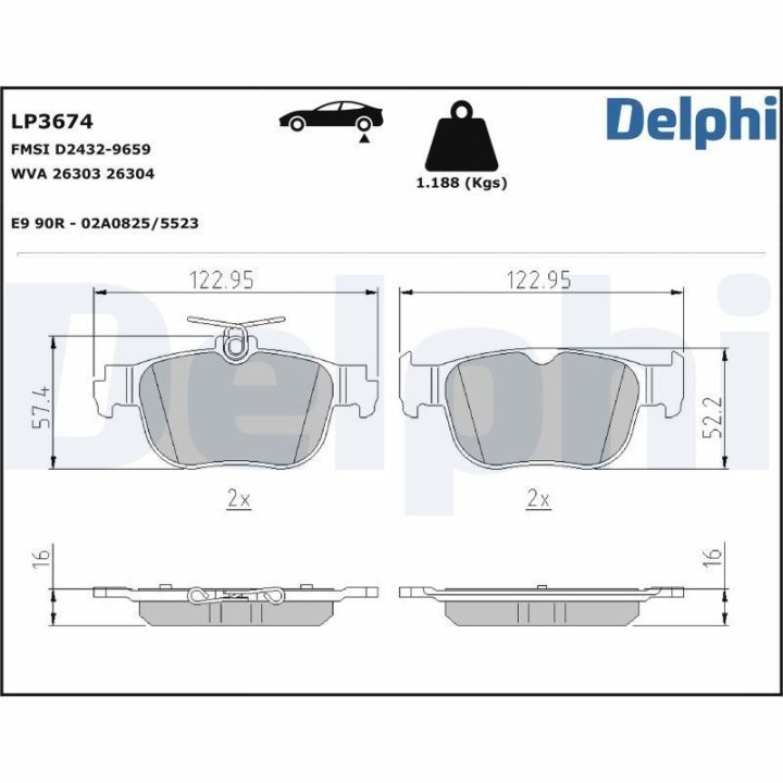 Arka Fren Balatası Volkswagen Caddy İçin - DELPHİ LP3674