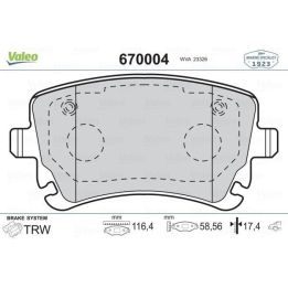 Arka Disk Fren Balatası Audi Volkswagen A4 A6 A8 Phaeton İçin (2003-) - VALEO 670004