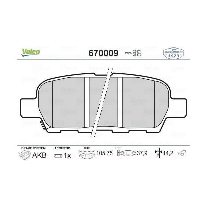 Arka Disk Fren Balatası Qashqai X-Trail Pathfinder Koleos İçin - VALEO 670009