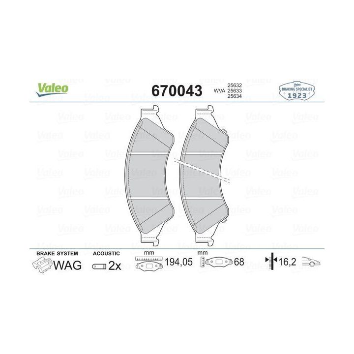 Ford Ranger Pick-Up Ön Fren Balatası (2012-) - VALEO 670043
