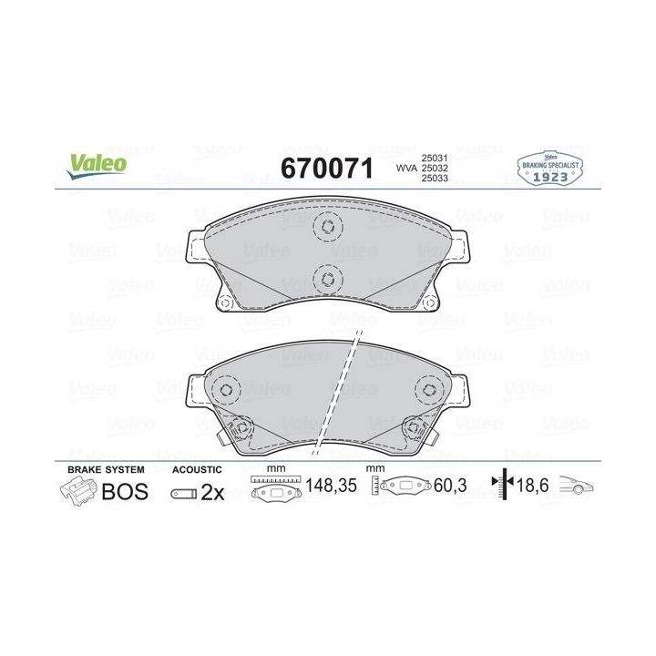 Opel Astra J 15 Jant Ön Fren Balatası (2009-) - VALEO 670071