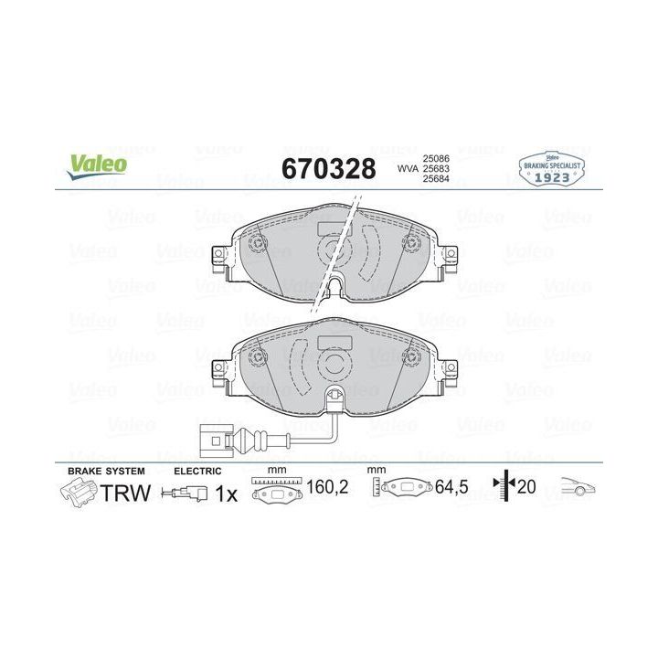 Ön Disk Fren Balatası Volkswagen Golf VII Audi A3 (2012-) - Valeo 670328